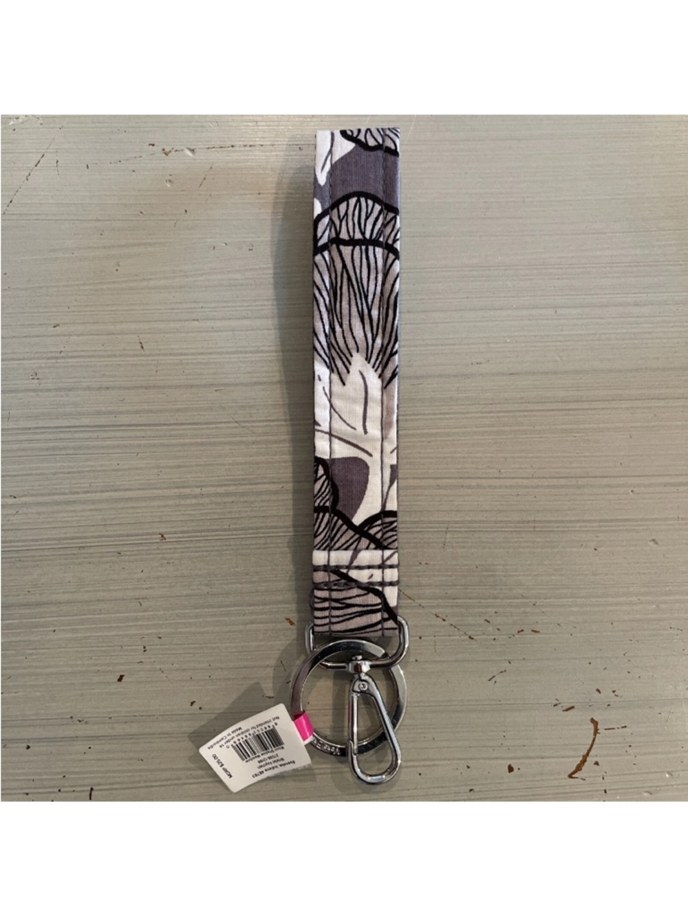 Vera Bradley Gray and White Floral Wristlet Key Fob